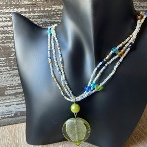 Layered Glass Bead Pendent Necklace